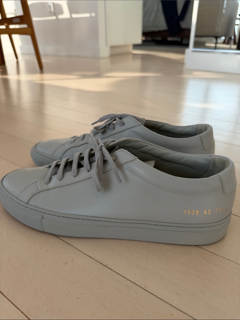 Common Projects Light Gray Leather Low-Top Sneakers